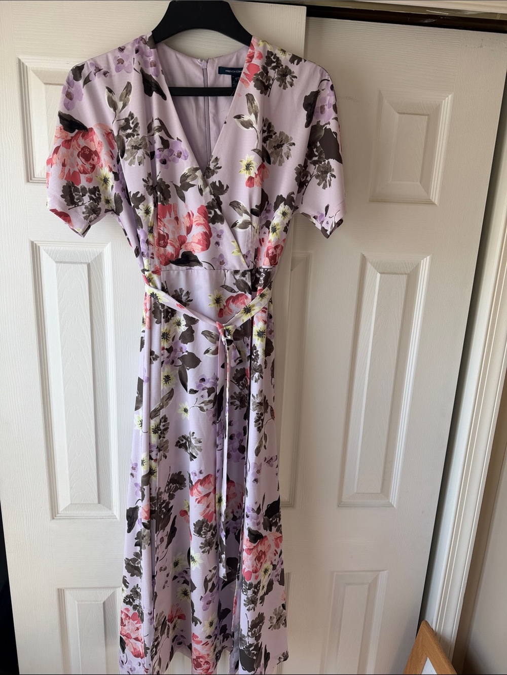French Connection Lavender Floral Midi Wrap Dress